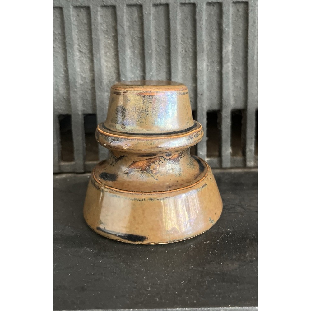 Vintage Ceramic Insulator Brown Glazed Electrical Midcentury Telephone Pole USA